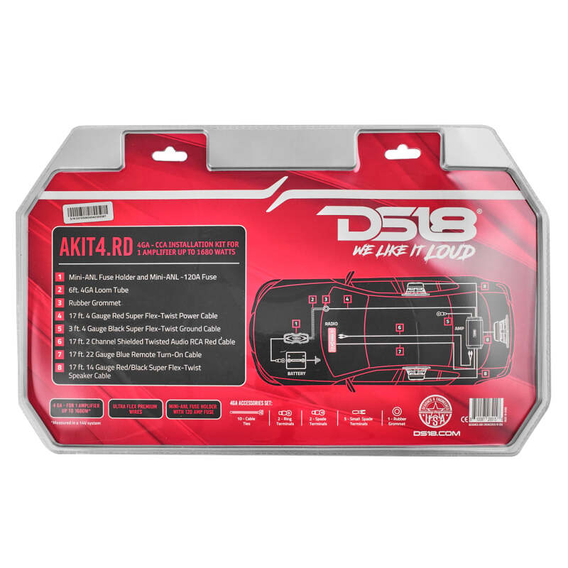 DS18 4-Gauge Amplifier Installation Kit - Advance - Red - AKIT4.RD - view 3