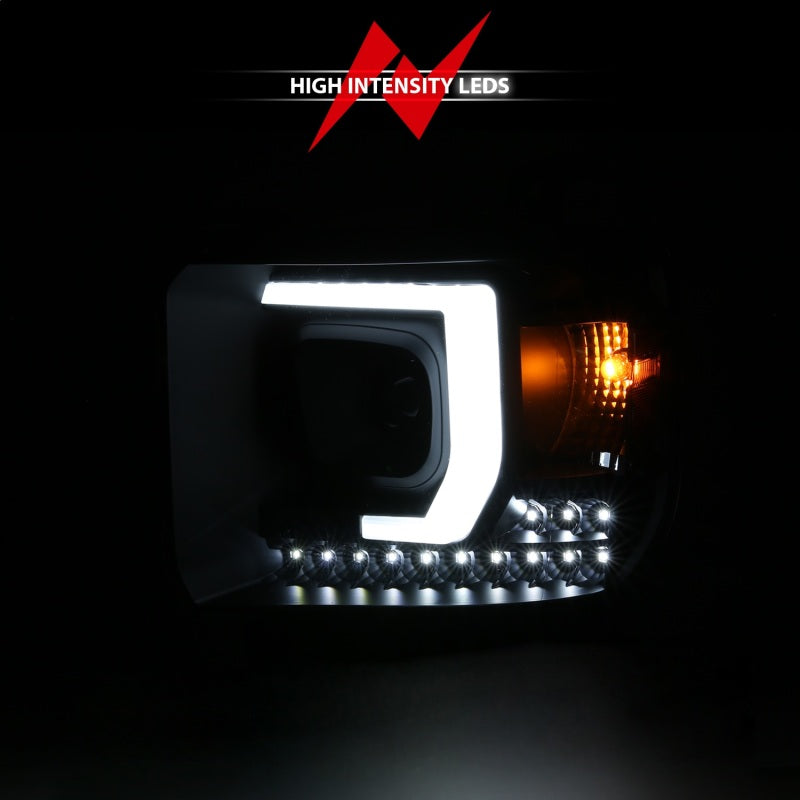 ANZO Projector C-Bar Headlights w/ DRL, Black - 2014-2015 GMC Sierra 1500, 2015-2019 GMC Sierra 2500HD/3500HD (For halogen models without factory LED DRL) - ANZO part 111450 view 6