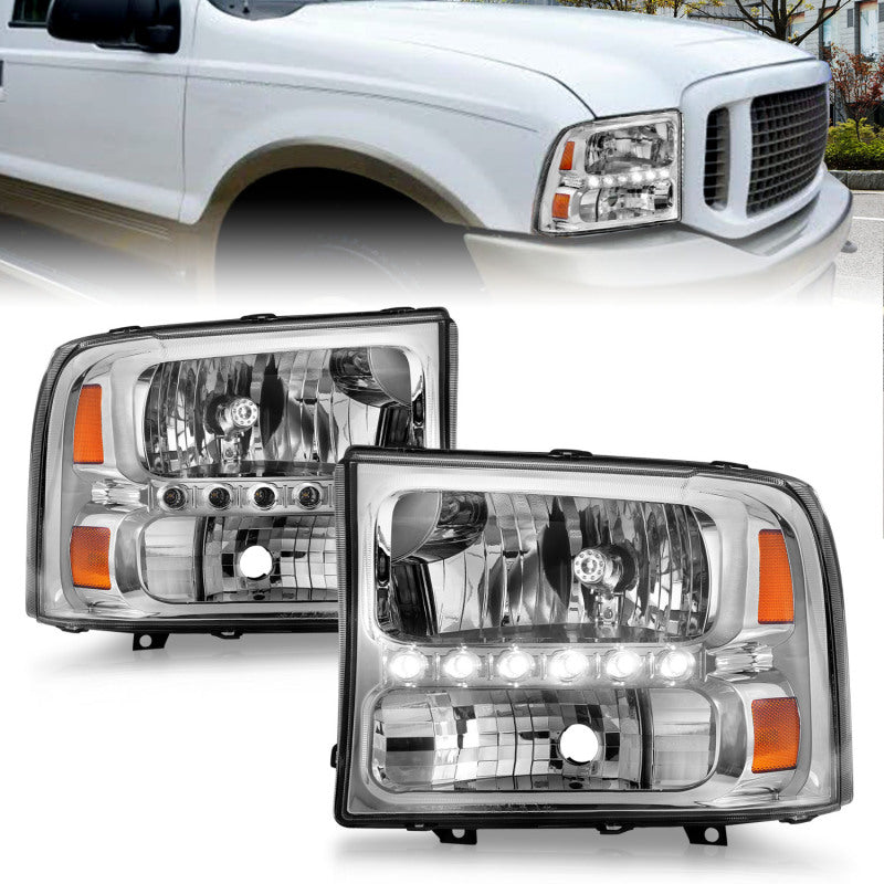 ANZO Crystal Headlights, Chrome - 2000-2004 Ford Excursion, 1999-2004 Ford F-250/F-350 - ANZO part 111088