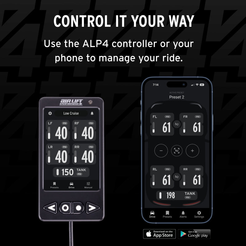 Air Lift Performance ALP4 Air Management System - 1/4 in. Air Line - No Tank / No Compressor (part 27480)