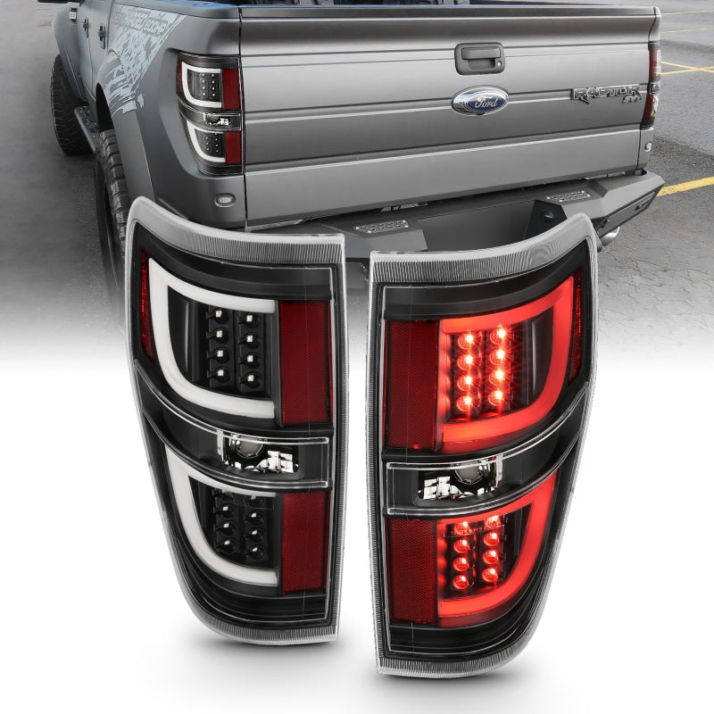ANZO LED Tail Lights, Black Housing, Clear Lens - 2009-2014 Ford F-150 - ANZO part 311257