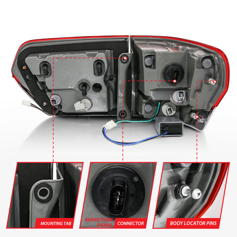 ANZO LED Tail Lights, Red/Clear Lens, Black Trim - 2014-2022 Jeep Grand Cherokee - ANZO part 311268 view 5