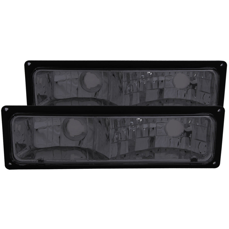 ANZO Euro Parking/Signal Lights, Smoke Lens, Black Frame - 1988-1998 Chevy/GMC C/K 1500/2500, 1988-2000 C/K 3500, 1992-1999 Chevy Suburban, 1992-1994 Blazer, 1995-1999 Tahoe, 1992-1999 GMC Yukon - ANZO part 511034
