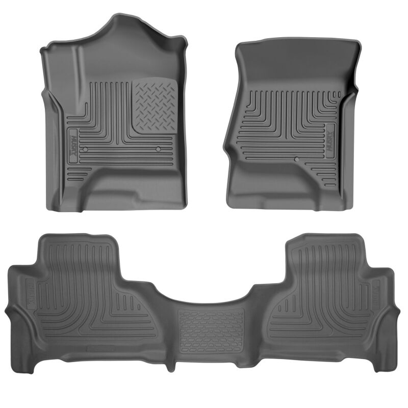 Husky Liners WeatherBeater Floor Liners - Chevy Tahoe/Suburban, GMC Yukon & Cadillac Escalade - 15-20 Cadillac Escalade ESV Weatherbeater Front & 2nd Seat Floor Liners - Black Ribbed (part 93551)