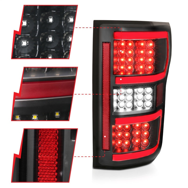 ANZO Full LED Light Bar Tail Lights, Black - 2018-2020 Ford F-150 - ANZO part 321338 view 4