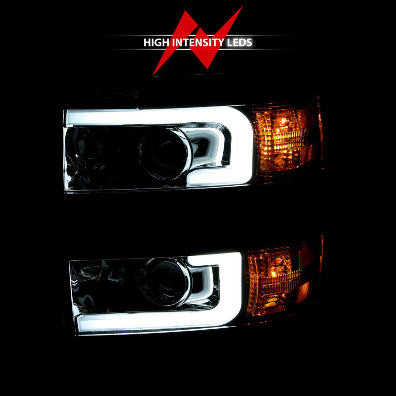 ANZO Projector Plank Style Headlights, Chrome, Chrome Trim - 2015-2019 Chevy Silverado 2500HD/3500HD (Halogen models only) - ANZO part 111360 view 5