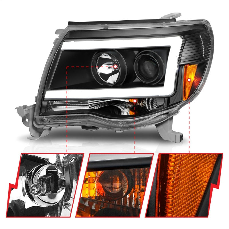 ANZO Projector C-Bar Headlights, Black - 2005-2011 Toyota Tacoma - ANZO part 111517 view 3