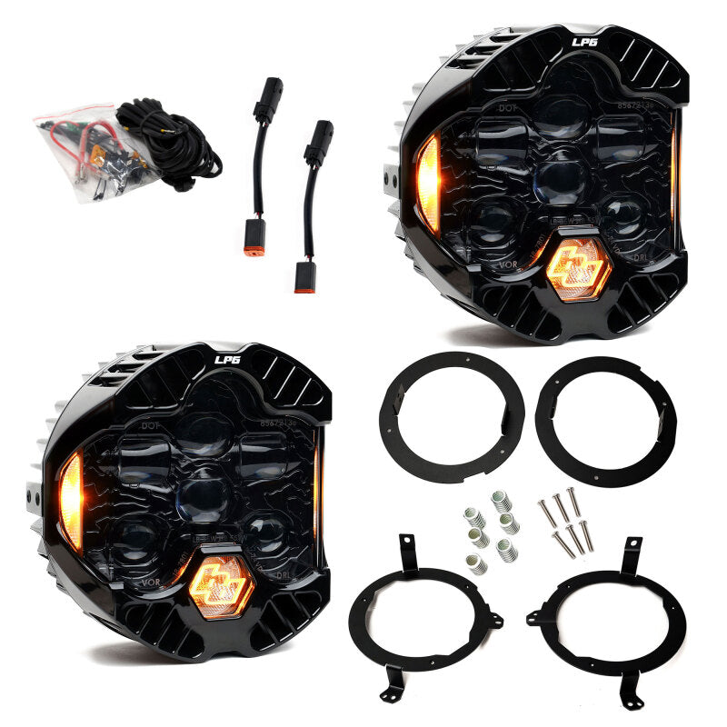 Baja Designs SAE & DOT Road-Legal LED Light Kits - Jeep Wrangler & Gladiator - 18-25 Jeep Wrangler JL/20-25 Gladiator JT (w/Halogen) DOT LP6 LED Headlight Kit - Amber (part 448312)