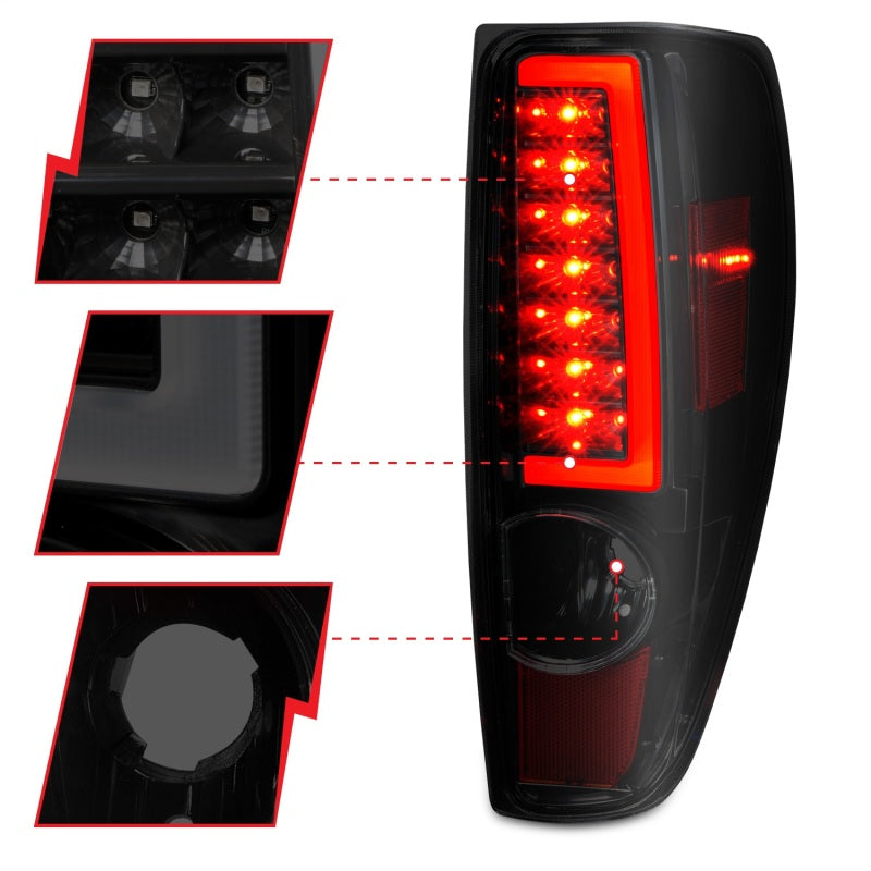 ANZO LED C-Bar Tail Lights, Black Housing, Smoke Lens - 2004-2012 Chevy Colorado, 2004-2012 GMC Canyon - ANZO part 311383 view 3