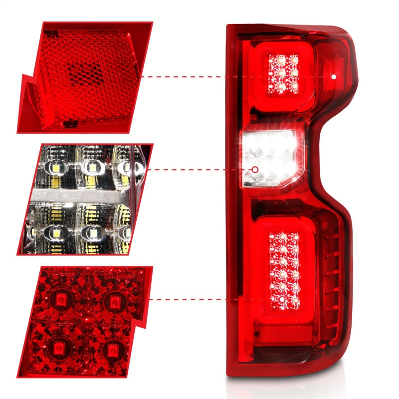 ANZO Full LED Sequential Tail Lights, Chrome Housing, Red/Clear Lens - 2019-2026 Chevy Silverado 1500, 2020-2026 Chevy Silverado 2500HD/3500HD (Factory LED models) - ANZO part 311416 view 3