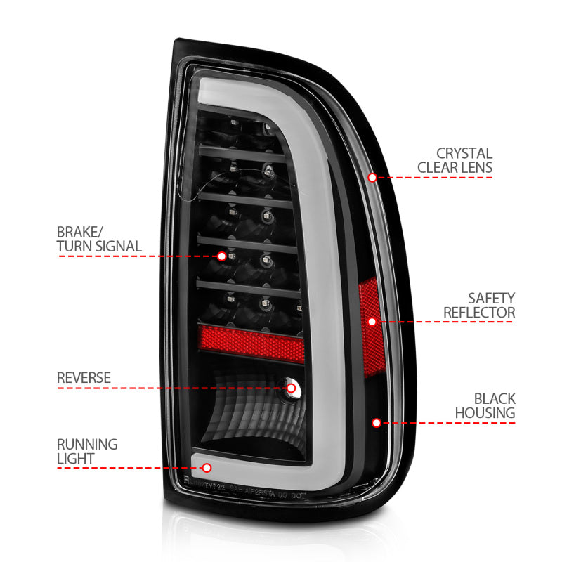 ANZO LED Light Bar Tail Lights, Black Housing, Clear Lens - 2000-2006 Toyota Tundra (Std bed regular cab, access cab) - ANZO part 311411 view 7