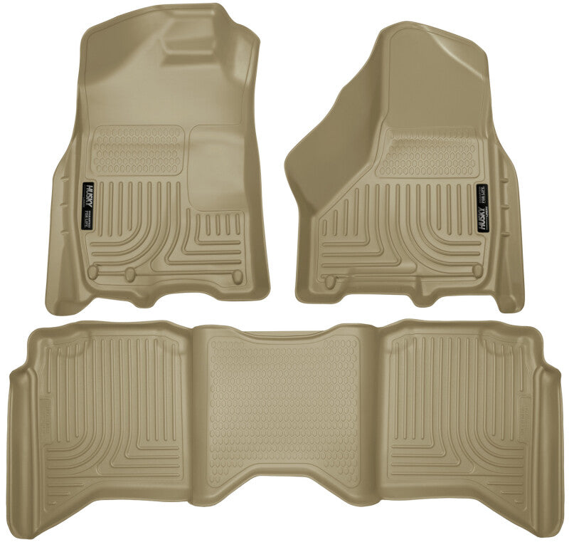 Husky Liners WeatherBeater Floor Liners - 2012 Dodge Ram 1500/2500/3500 Crew Cab WeatherBeater Combo Tan Floor Liners