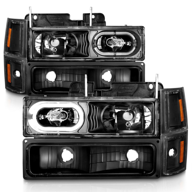 ANZO Crystal Halo Headlights w/ Signal & Side Markers, Black - 1994-1998 Chevy C/K 1500 & C/K 2500, 1994-2000 Chevy C/K 3500, 1994-1999 Chevy Suburban, 1995-1999 Chevy Tahoe, 1994 Chevy Blazer - ANZO part 111507 view 4