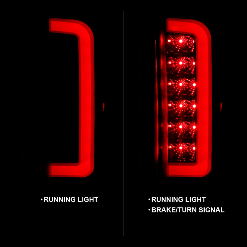 ANZO LED C-Bar Tail Lights, Black Housing, Smoke Lens - 1987-1996 Ford F-150 & Bronco, 1989-1998 Ford F-250/F-350/F-450 - ANZO part 311351 view 2