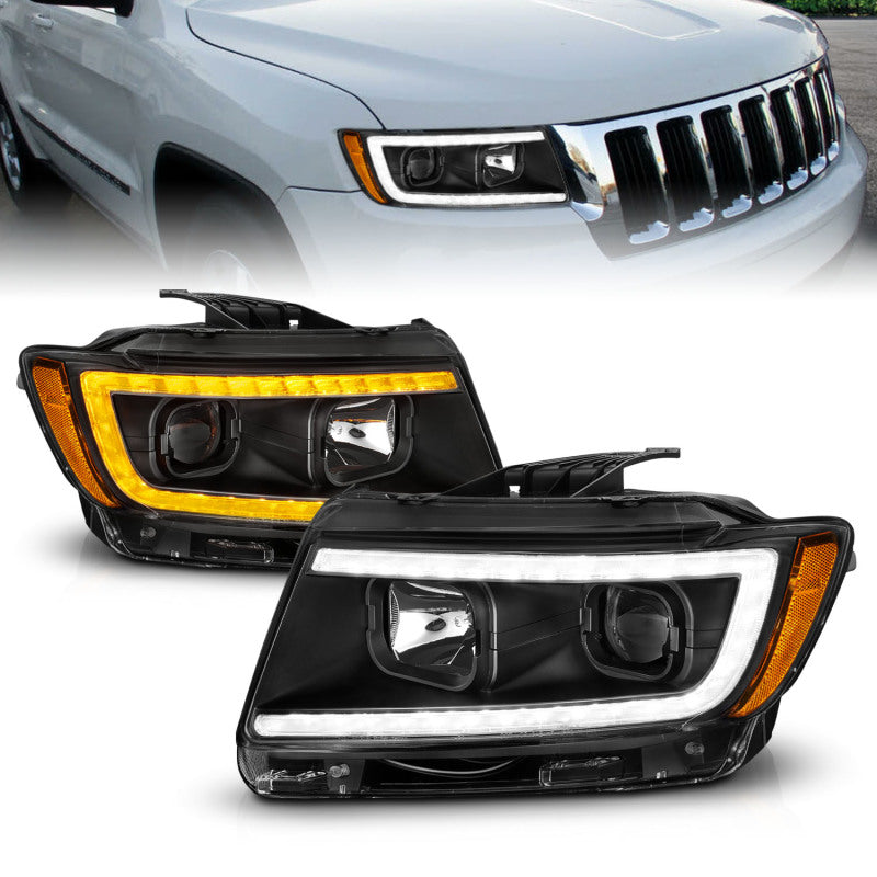 ANZO Projector Plank Style Switchback Headlights, Black - 2011-2013 Jeep Grand Cherokee - ANZO part 111568