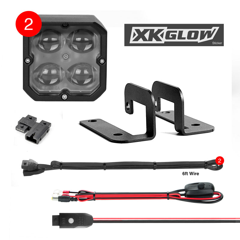 XKGLOW XKchrome 20w LED Cube Light w/ RGB Accent Light Kit w/ Controller- Fog Beam 2pc - XK065001-FO-KIT