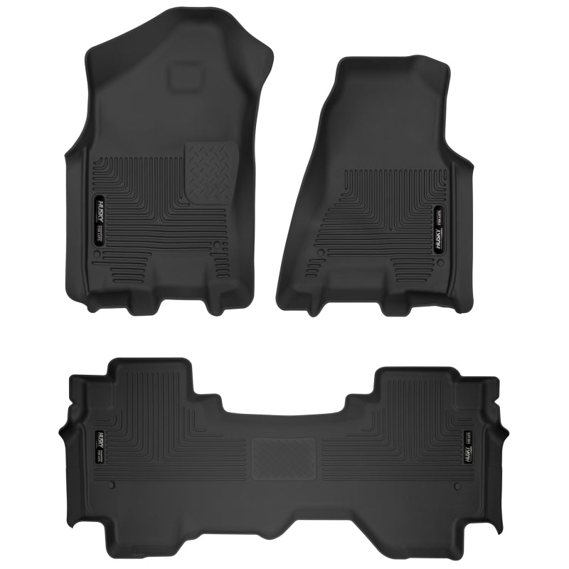 Husky Liners X-act Contour Floor Liners - Ram 1500 - 19-24 Dodge Ram 1500 X-Act Front + 2nd Seat Floor Liner Set - Black (part 53698)