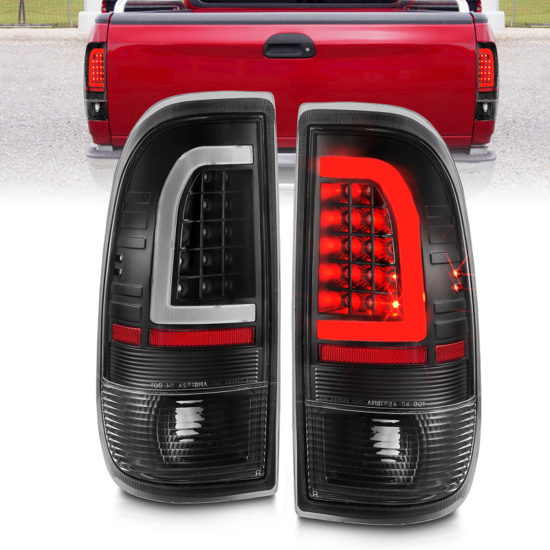 ANZO LED C-Bar Tail Lights, Black Housing, Clear Lens - 1997-2003 Ford F-150, 1997-2007 Ford F-250, 1999-2007 Ford F-350 - ANZO part 311377