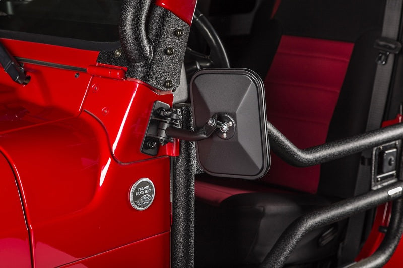 Rugged Ridge Textured Black Rectangular Stubby Trail Mirror Kit for 1997-2018 Jeep Wrangler - view 3