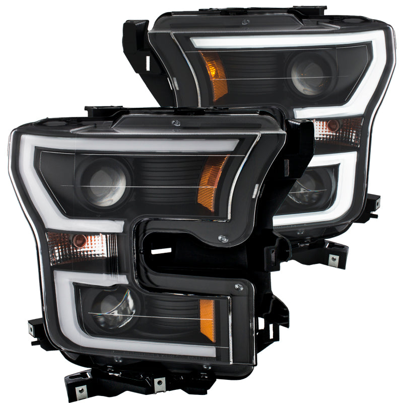 ANZO Projector Plank Style Headlights, Black - 2015-2017 Ford F-150 (For halogen models only) - ANZO part 111347