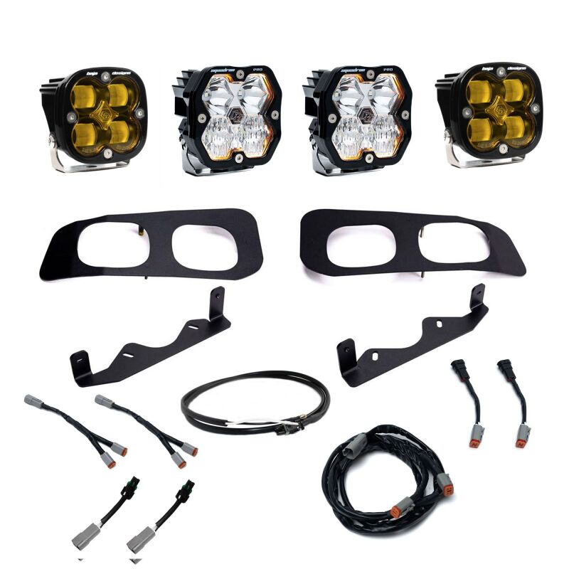 Baja Designs LED Light Kits - Ford Super Duty - 2023+ Ford SD Squardon Pro/SAE 2.0 Dual Fog Pocket Kit Upfitter (SAE Fog) - Baja Amber (part 440034UP)