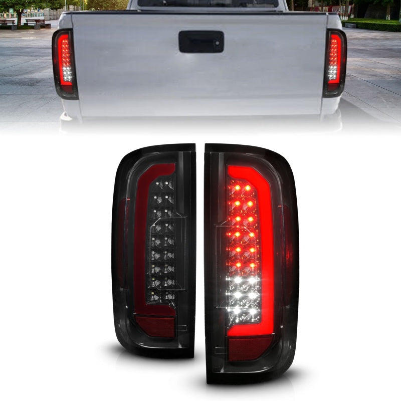 ANZO Full LED Light Bar Tail Lights, Black Housing, Smoke Lens - 2015-2022 Chevy Colorado - ANZO part 311433