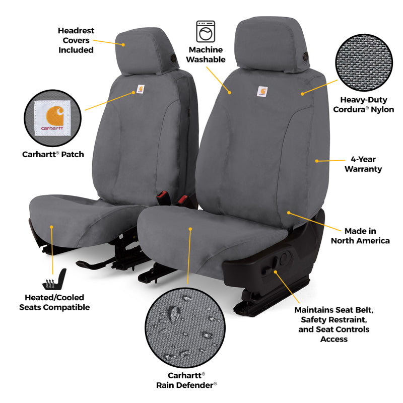 Covercraft 21-25 Ford F150 Carhartt Super Dux SeatSaver Front Row Custom Seat Cover - Gravel - SSC3494COGY - view 2