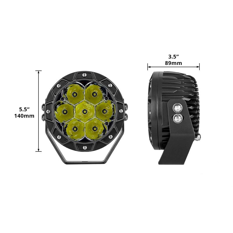 XKGLOW Spot Beam Cube Offroad Round Work Light Kit 1pc 5in - XK067005