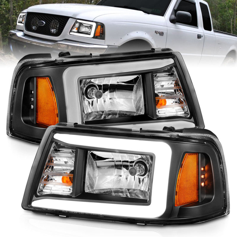 ANZO Crystal Plank Style Headlights, Black - 2001-2011 Ford Ranger - ANZO part 111511