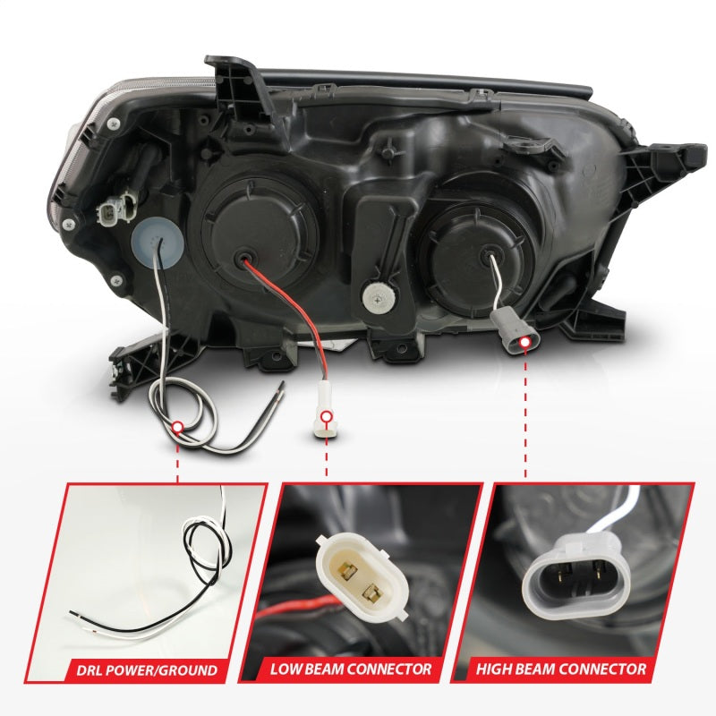 ANZO Projector Plank Style Sequential Headlights w/ DRL, Black - 2010-2013 Toyota 4Runner - ANZO part 111602 view 5