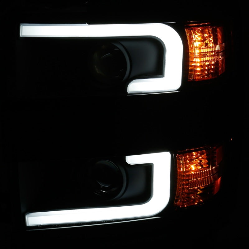 ANZO Projector Switchback Headlights, Black, Gloss Black Trim - 2015-2019 Chevy Silverado 2500HD/3500HD (Halogen models only) - ANZO part 111364 view 4