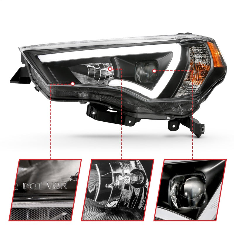 ANZO Projector Plank Style Headlights, Black - 2014-2021 Toyota 4Runner (Halogen models only) - ANZO part 111416 view 3