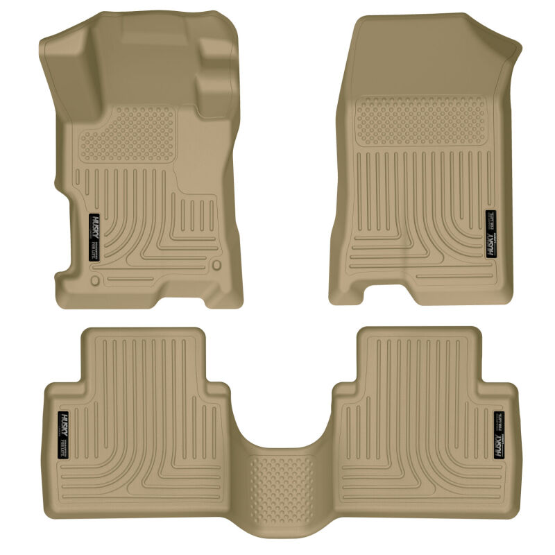 Husky Liners WeatherBeater Floor Liners - Honda & Acura - 08-12 Honda Accord (4DR) WeatherBeater Combo Tan Floor Liners (One Piece for 2nd Row) (part 98403)