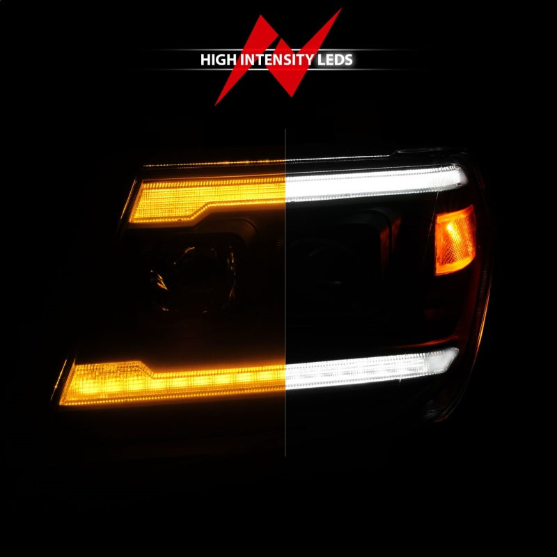 ANZO Projector Plank Style Sequential Headlights w/ DRL, Black - 2009-2021 Nissan Frontier - ANZO part 111597 view 6
