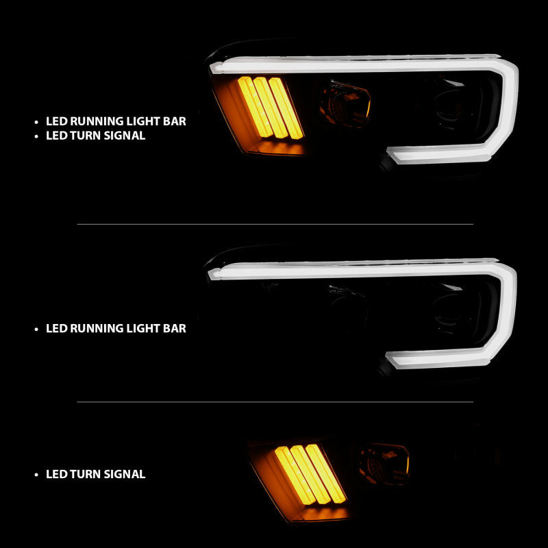 ANZO Projector Plank Style Headlights w/ DRL, Black - 2016-2023 Toyota Tacoma (For halogen version with LED DRL) - ANZO part 111379 view 5