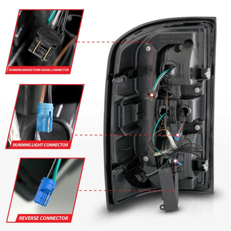 ANZO Full LED C-Bar Sequential Tail Lights, Black Housing, Smoke Lens - 2014-2018 GMC Sierra 1500, 2015-2019 GMC Sierra 2500HD/3500HD (Does not fit OE factory LED models) - ANZO part 311465 view 5