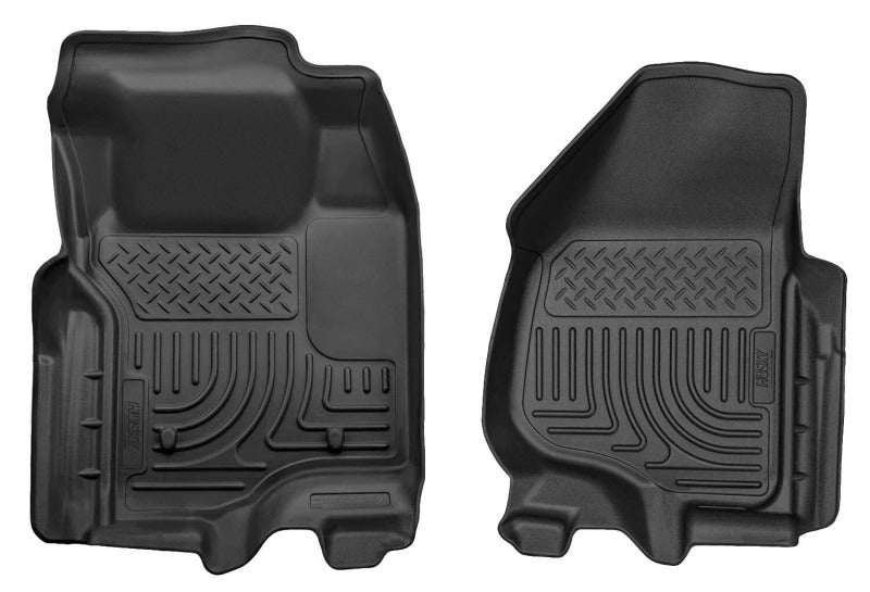 Husky Liners WeatherBeater Floor Liners - 11-12 Ford Super Duty Crew & Extended Cab WeatherBeater Front Row Black Floor Liners