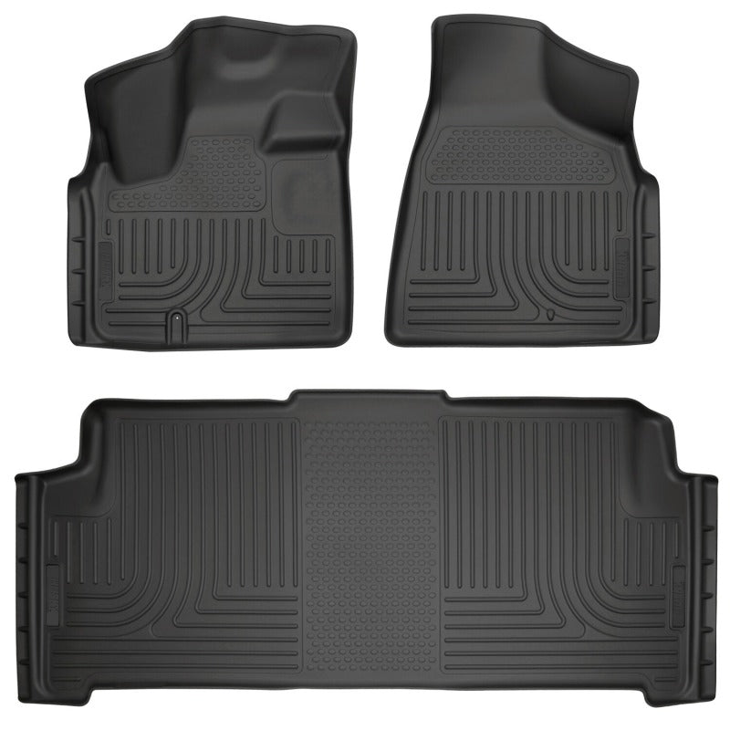 Husky Liners WeatherBeater Floor Liners - Jeep, Dodge, Ram & Chrysler - 08-20 Dodge Grand Caravan Weatherbeater Front & 2nd Seat Floor Liners - Black (part 93691)