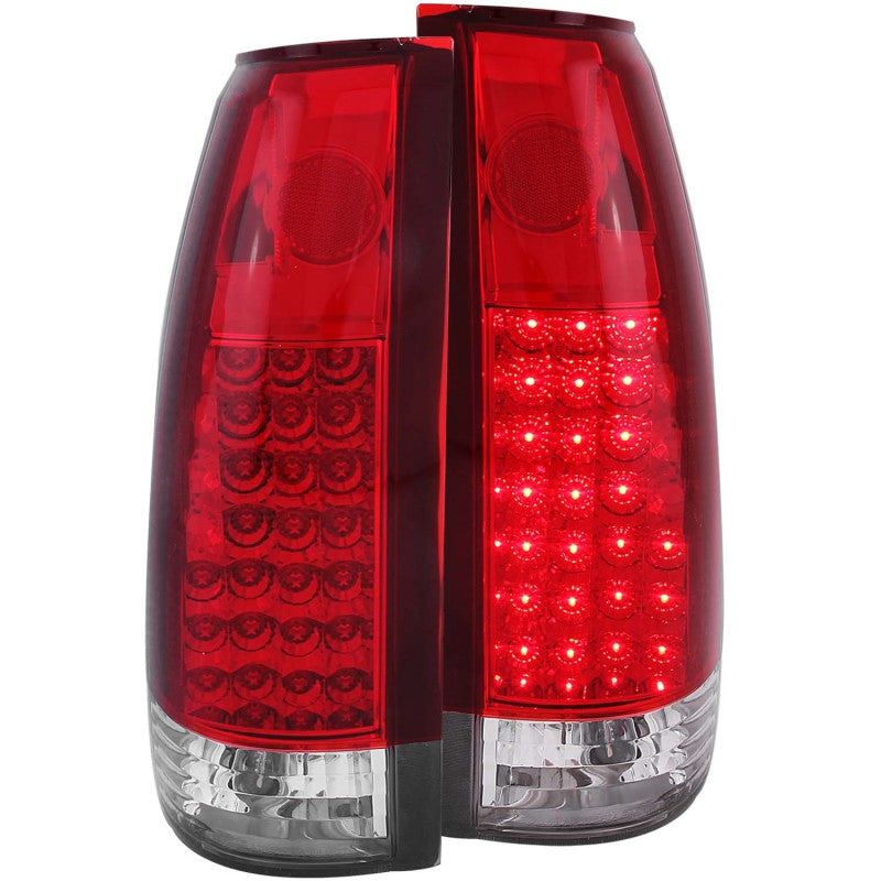 ANZO LED Tail Lights, Chrome Housing, Red/Clear Lens - 1988-1998 Chevy/GMC C/K 1500/2500, 1988-2000 C/K 3500, 1992-1999 Chevy Suburban, 1992-1994 Blazer, 1995-1999 Tahoe, 1992-1999 GMC Yukon - ANZO part 311004