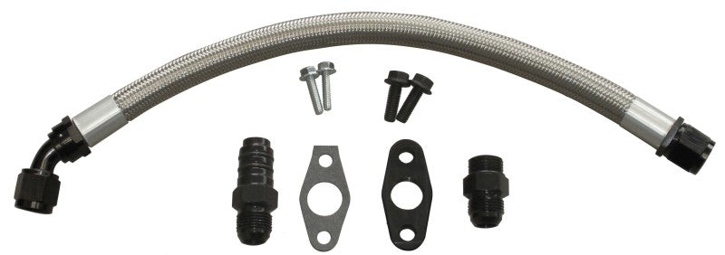 Fleece Performance Braided Turbo Drain Tube Kit for 2nd Gen Swaps - Universal Cummins 2nd Gen Swap Turbo Setups - Fleece part FPE-CTDT-KIT