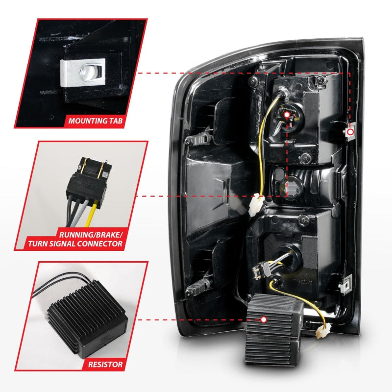 ANZO LED Sequential Tail Lights, Black Housing, Smoke Lens - 2014-2018 Chevy Silverado 1500, 2015-2019 Chevy Silverado 2500HD/3500HD, 2015-2019 GMC Sierra 2500HD/3500HD - ANZO part 311451 view 5