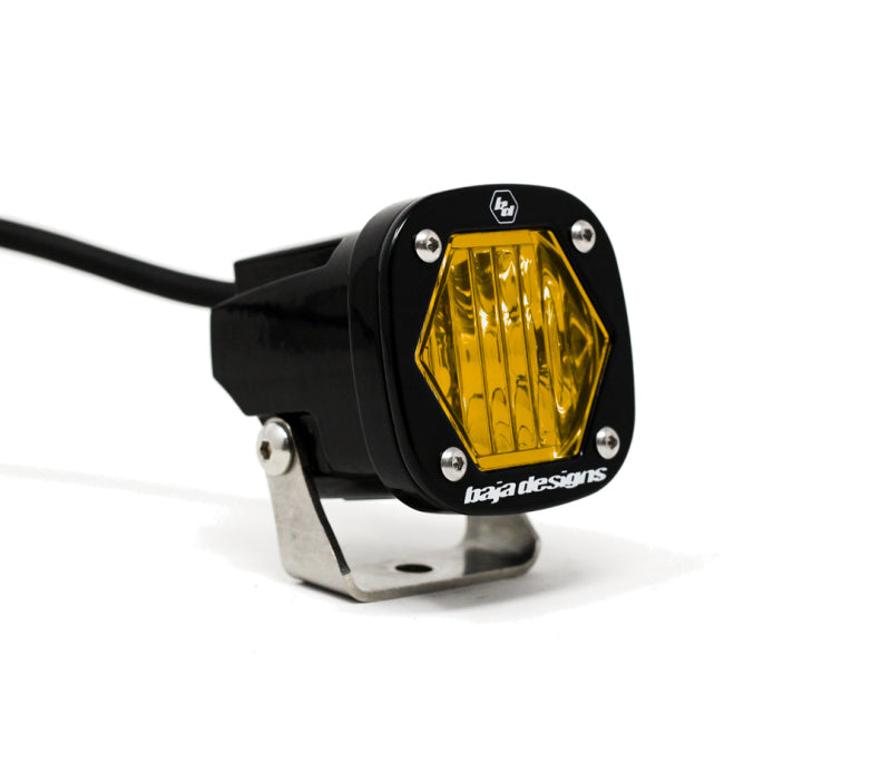 Baja Designs S1 LED Lights - S1 Amber Wide Cornering LED Light w/ Mounting Bracket Single (part 380015)