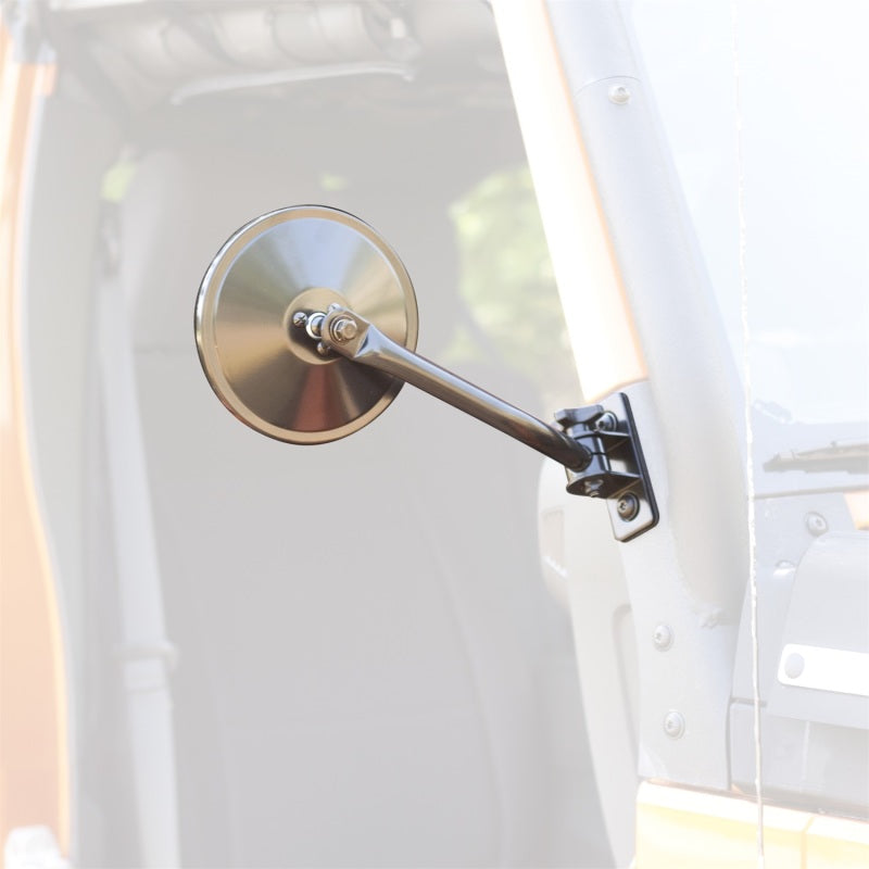Rugged Ridge Black Round Quick Release Mirror for 1997-2018 Jeep Wrangler - view 3