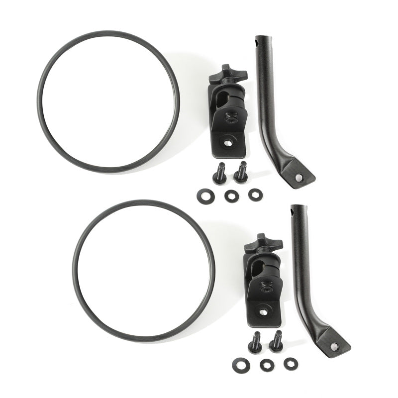 Rugged Ridge Textured Black Round Stubby Trail Mirror Kit for 1997-2018 Jeep Wrangler - view 2
