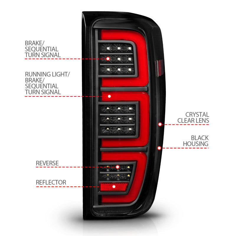 ANZO Full LED Sequential Tail Lights w/ Initiation Lighting, Black Housing, Clear Lens - 2019-2023 GMC Sierra 1500, 2020-2023 GMC Sierra 2500HD/3500HD (Factory LED models) - ANZO part 311459 view 4