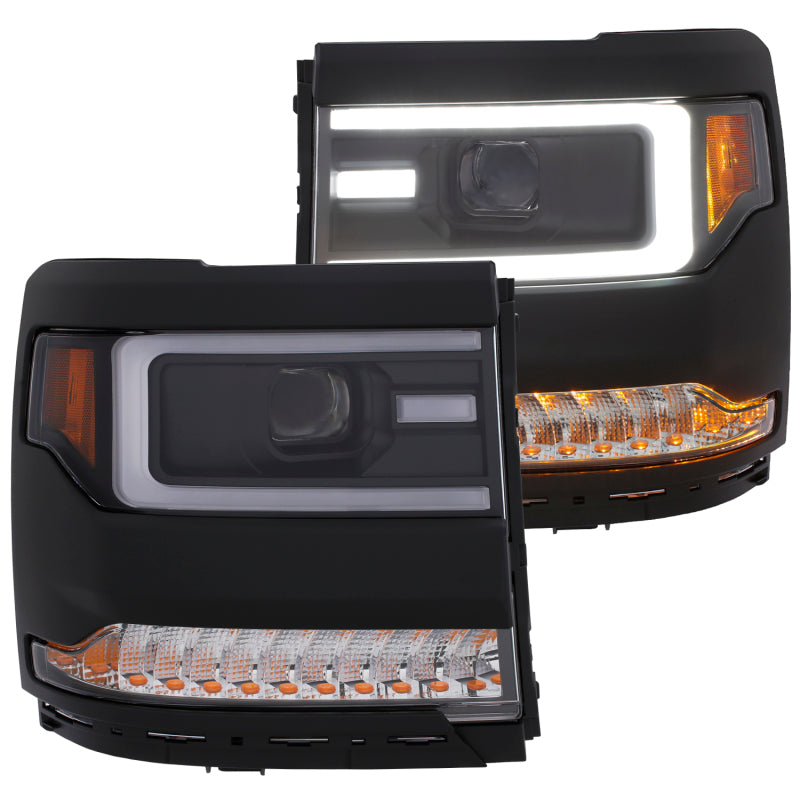 ANZO Projector Plank Style Headlights, Black, No Bulbs - 2016-2018 Chevy Silverado 1500 (For HID, no HID bulb included) - ANZO part 111373