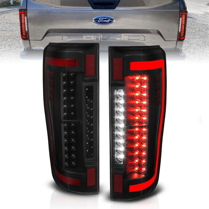 ANZO LED Light Bar Tail Lights, Black Housing, Smoke Lens - 2017-2019 Ford F-250/F-350/F-450/F-550 - ANZO part 311288 view 2