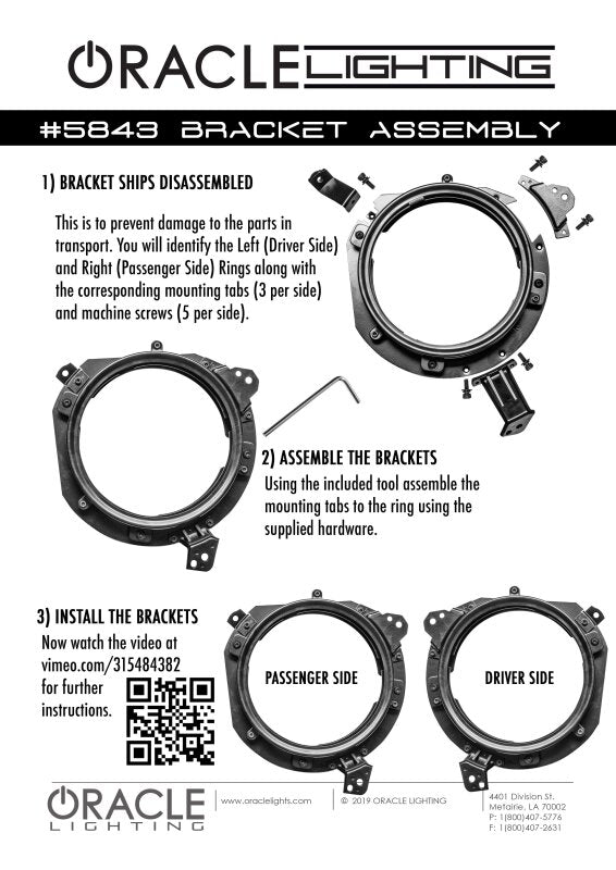 ORACLE Lighting Jeep Wrangler JL/ Gladiator JT Adjustable 7in. Headlight Brackets (Pair) - 5843-504 - view 4