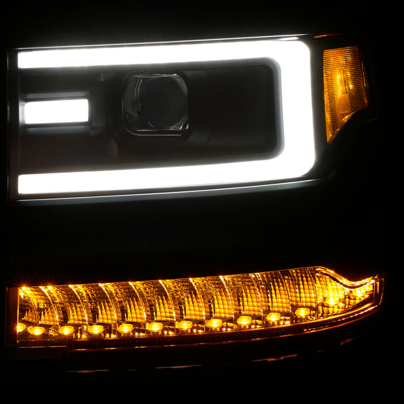 ANZO Projector Plank Style Headlights, Black, No Bulbs - 2016-2018 Chevy Silverado 1500 (For HID, no HID bulb included) - ANZO part 111373 view 3