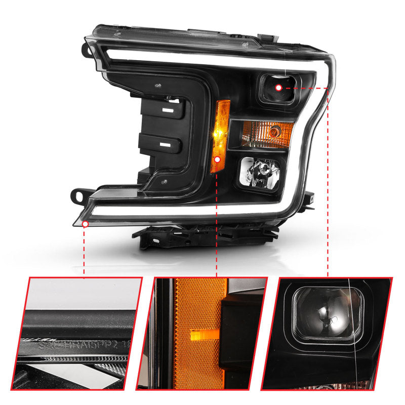 ANZO Projector Plank Style Headlights, Black - 2018-2020 Ford F-150 - ANZO part 111467 view 4